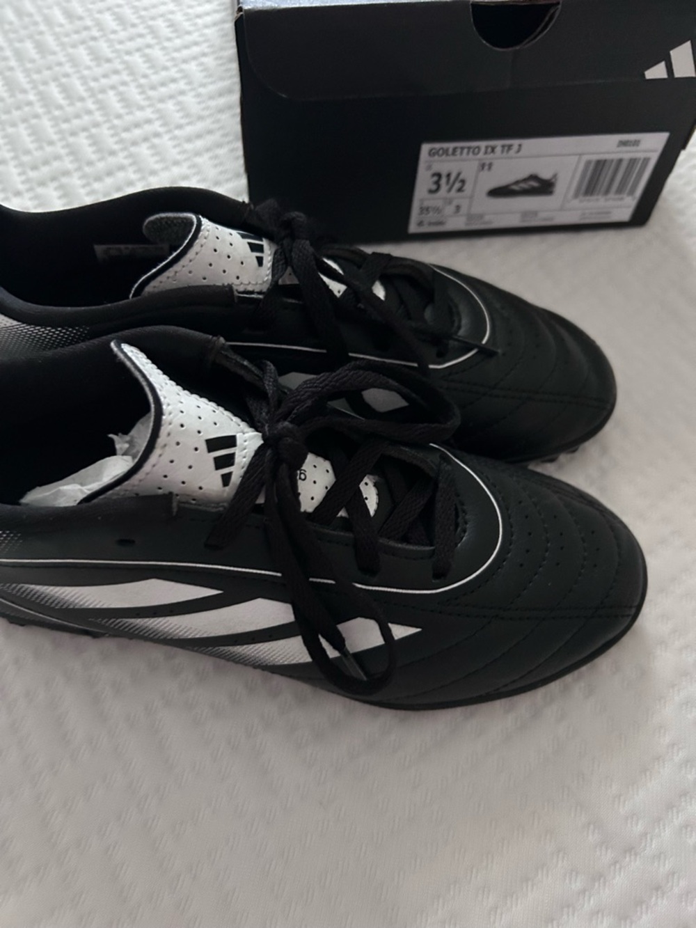 Adidas unisex Kids Black and White Soccer Turf Shoes